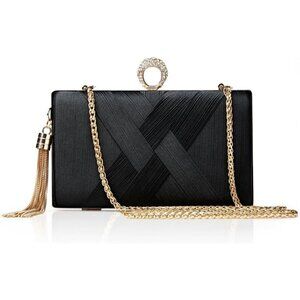Women Black Clasp Imported Purses Handbags Suitable for evening party